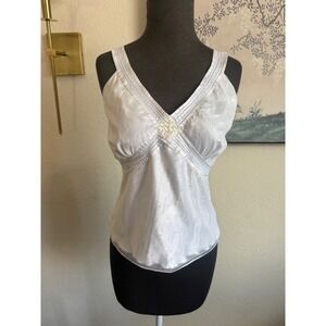 New York City Design Co White Mesh Sequin Polka Dot Camisole Top Size M